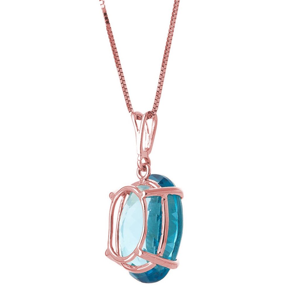 14K. SOLID GOLD NECKLACE WITH OVAL BLUE TOPAZ - Picture 4 of 11